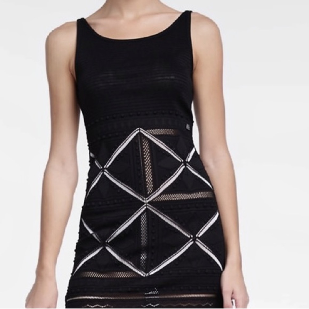Chanel Vintage 04P Black Pointelle Knit Dress Karl Lagerfeld
